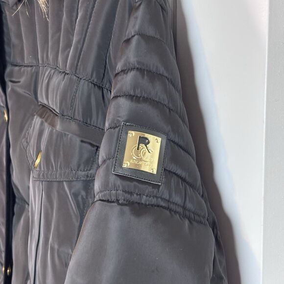 Rocawear Classic Black Long Puffer Coat women's 2X Winter Parka Faux Fur Hooded - Picture 6 of 16